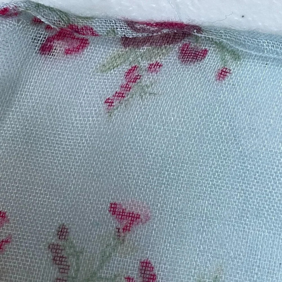 Uniqlo Green Gate Limited Edition Blue & Pink Floral Cottagecore Rectangle Scarf - Picture 9 of 11